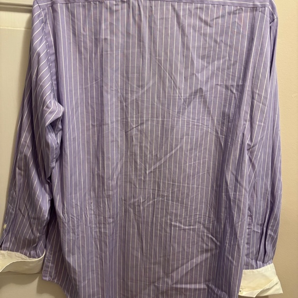 Ralph Lauren Lauren Purple & White L/S Striped Cuffed Shirt Size 8 - Picture 3 of 7